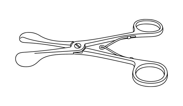 Simple Black Nasal Speculum Line Art Vector Illustration
