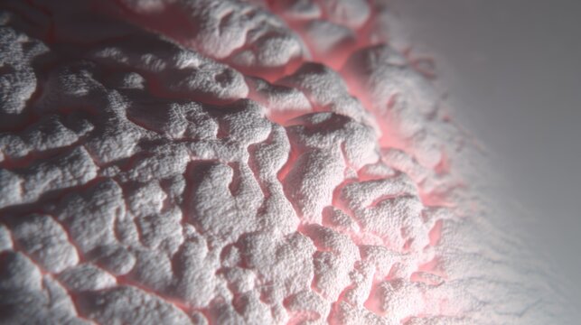 Pancreas surface model featuring delicate acinar patterns and faint vascular shading in a sterile environment