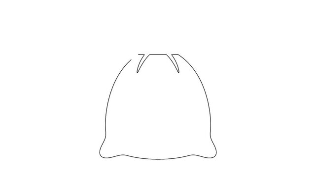 Continuous line drawing of burlap money sack symbol isolated on white background animation.