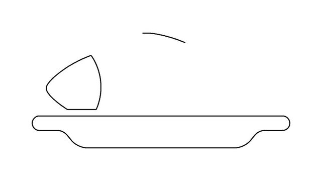 Continuous line drawing of fresh fish on serving plate showing food preparation technique.