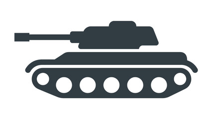 Obraz premium Heavy military tank silhouette icon displayed in dark charcoal grey color with flat minimalist graphic design