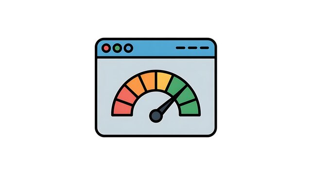 Website speed test gauge icon on a browser window