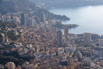 Obraz premium Panoramic View of Monaco from Tête de Chien, French Riviera, France