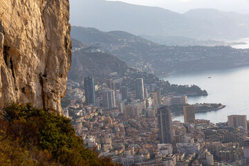 Fototapeta premium Panoramic View of Monaco from Tête de Chien, French Riviera, France