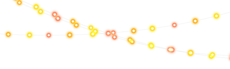 Obraz premium Softly glowing string lights create a warm festive atmosphere with alternating yellow, orange, and red hues. The lights are displayed diagonally across a transparent background.