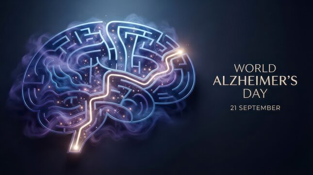 World Alzheimer's Day brain illustration with date