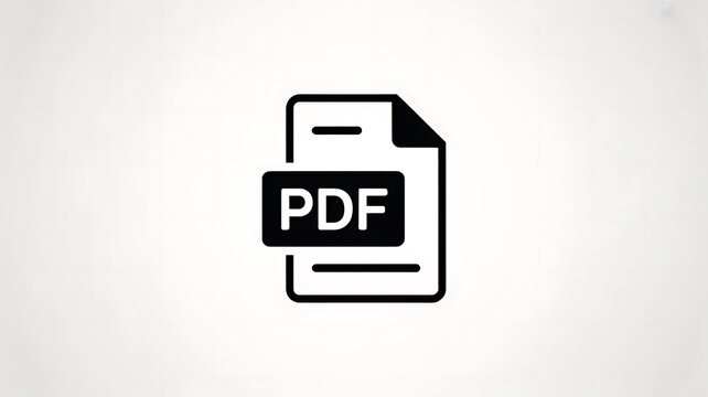 Black pdf file document icon on a simple background