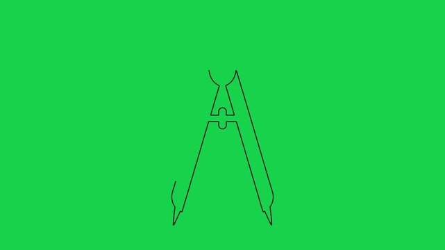 Drawing compass tool line animation appearing over green background for drafting concepts.