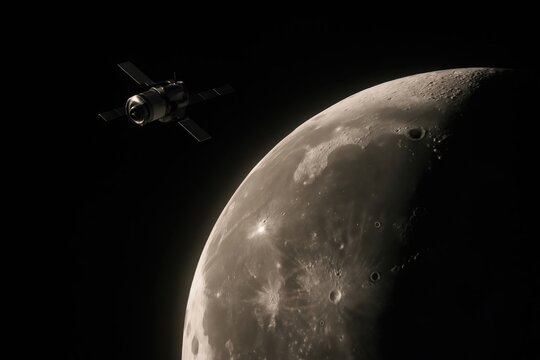 Advanced satellite in orbit above planetary surface during modern space exploration mission