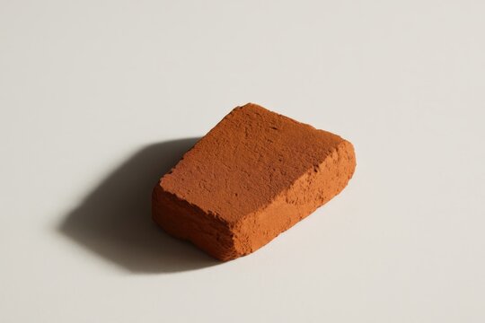 Industrial sample of building materials showing clear view of single red clay brick on neutral surface