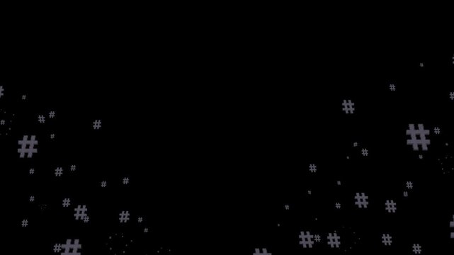 hashtag, pound sign, tag, social media, trend, internet, symbol, sign, typography, communication, object, emoji, animation, motion graphics, black background, isolated, pixel art, retro, 8-bit, game a