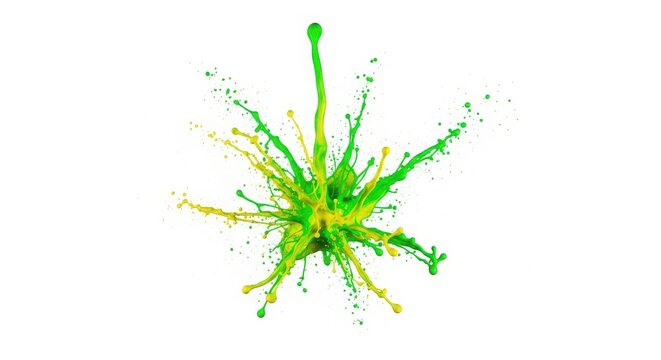 Bright green and yellow abstract splash explosion