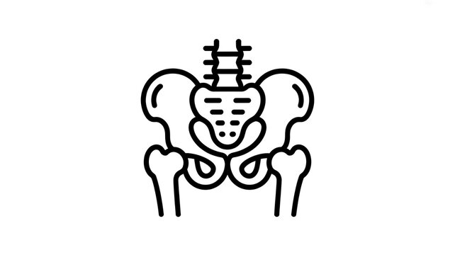 Human pelvic bone anatomy line icon