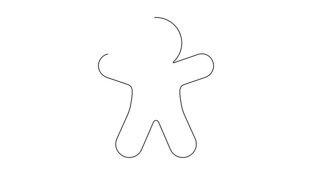 Gingerbread man outline drawing on white background for holiday baking and festive design.