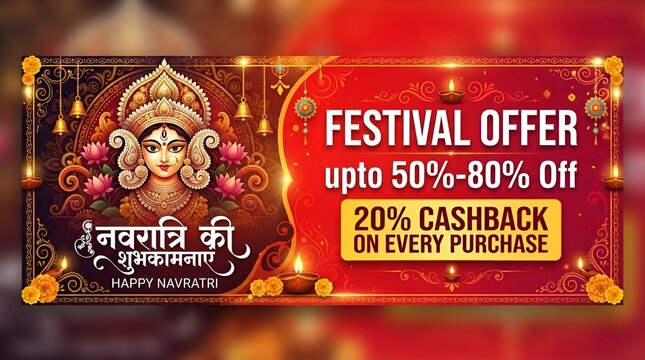 Navratri Festival Offer Banner Design Template Vector Illustration
