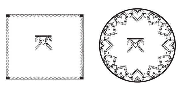 Heart Lace Border and Circle Frame Vector Pattern Set