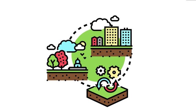 Urban planning concept land parcel zoning, ordinance regulation, and sustainable development processes for balancing residential, commercial, and green spaces in a community