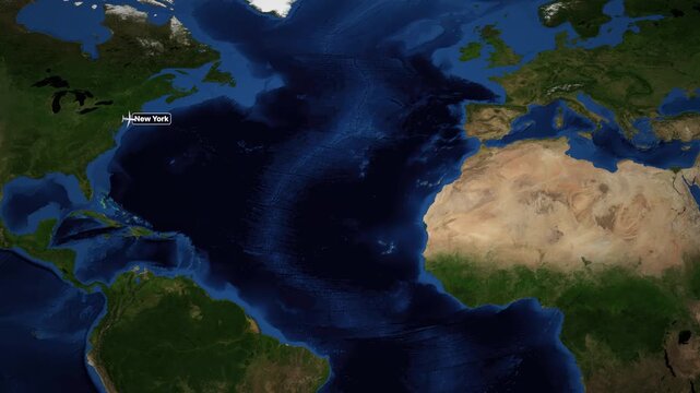 Animated Flight Route Map from New York City to Munich Germany