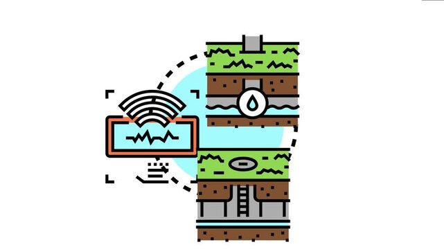 Landline communication system icon underground infrastructure for telecommunication networks, transmitting data and signals across distances for various services