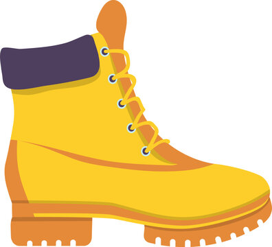 Yellow hiking boot represents adventure, workwear, and durable outdoor footwear
