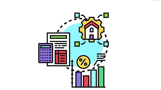 Home mortgage planning concept financial calculations, interest rates, and loan processing for property investment, symbolizing the complex journey of buying a house