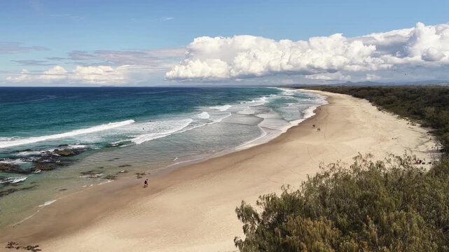 Aerial view of the headland lookout and beach at Hastings Point, Tweed Coast, NSW Australia