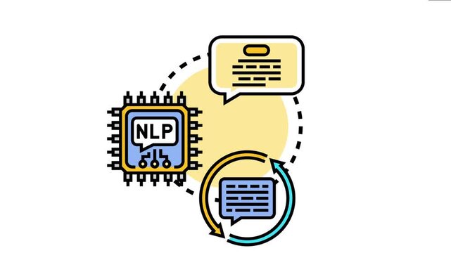 Artificial intelligence developing textual content using natural language processing - nlp - and machine learning algorithms, forming a continuous generation cycle for digital information