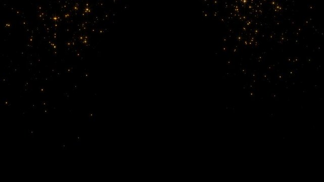 golden stars and light flare sparkle glitters light trails  alpha channel loop 4k animation,christmas and new year shiny glowing gold particles isolated motion design element