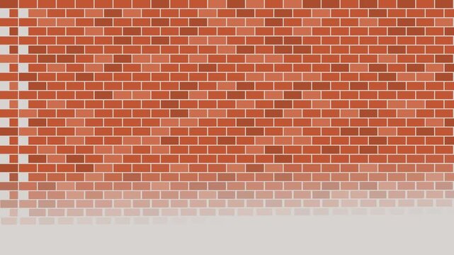 Brick wall assembling animation on white background