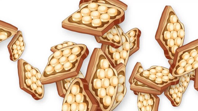 Animated Burst of Sweet Dessert Pastries Falling on White Background