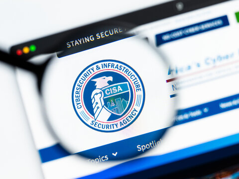Milan, Italy 2026, 15 AGO Closeup of Cybersecurity and Infrastructure Security Agency website page on a laptop screen