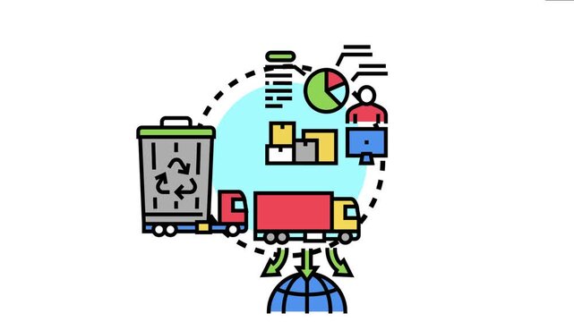 Last mile logistics process involving package delivery, distribution network, data analysis, customer tracking, and reverse logistics for waste management and recycling