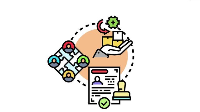 Business concept a lasting implementation approved through a process involving teamwork, delivery of goods, and official documentation, ensuring successful project execution