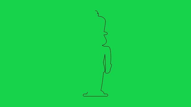 Traditional nutcracker soldier silhouette drawing on green screen background holiday clip.