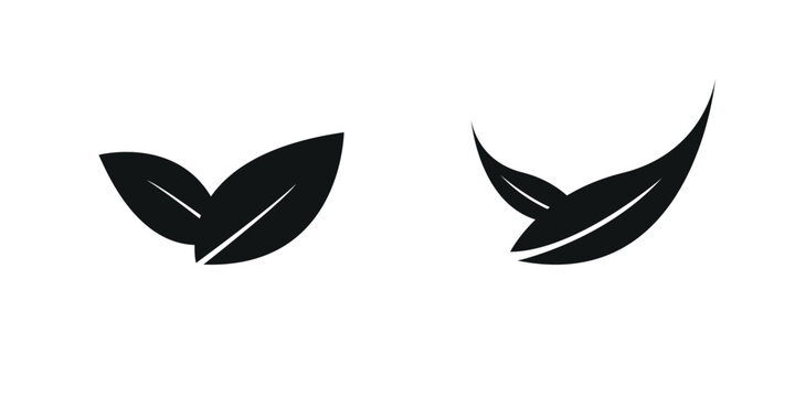 leaves icon with green eco logo design, nature organic isolated illustration for vegetarian and vegan product branding.