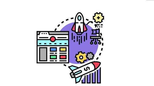 Developing a new online platform, creating a digital presence, and growing a business through strategic internet marketing, with vibrant elements on a clean white background
