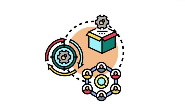 Production workflow concept project management, team collaboration, and task initiation leading to an efficient business launch and successful organizational development