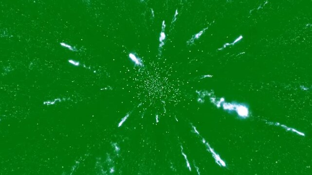 blue electrical energy sphere explosion and particle burst on green screen