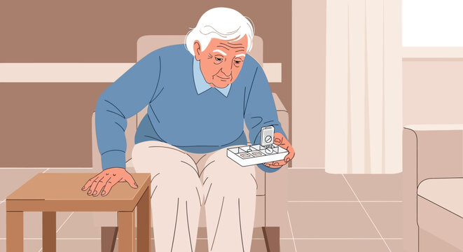 Elderly Man Contemplating Technology And His Golden Years