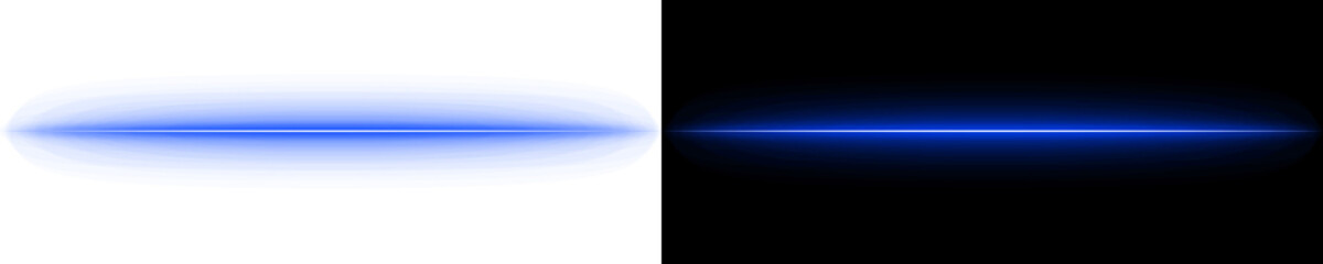 Obraz premium Blue horizontal glowing light beam png with elongated luminous streak and soft energy effect on transparent background