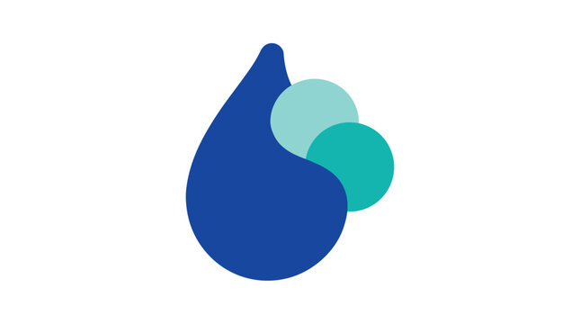 Liquid Drop Merged with Bubbles Vector Illustration in Dark Blue