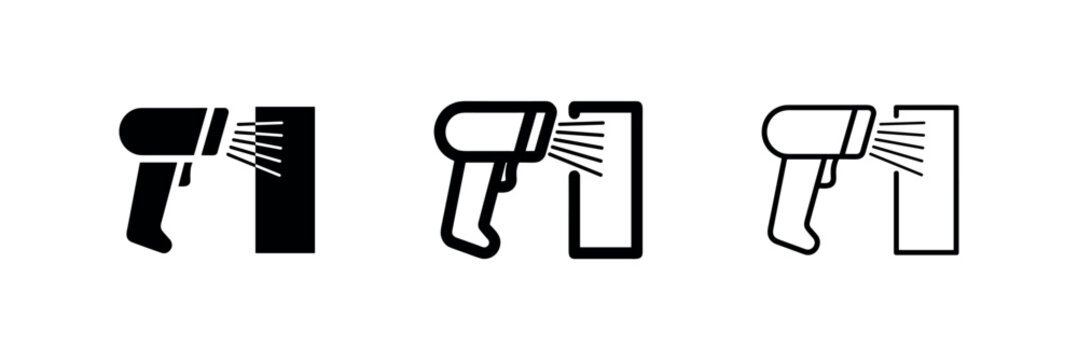 Barcode scanner and laser reader icons for retail, logistics and warehouse management