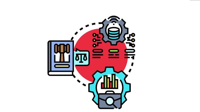 Lawmaking integration is a conceptual showing the connection between legal frameworks. Judicial processes. Data management