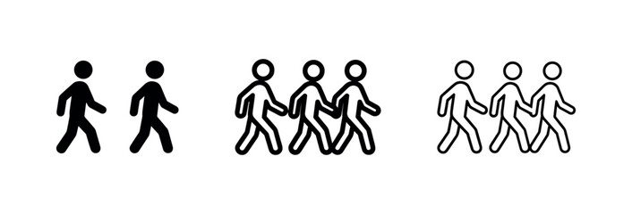 People Walking Icons Set - Group of Pedestrians and Human Movement Symbols © liubomir118809