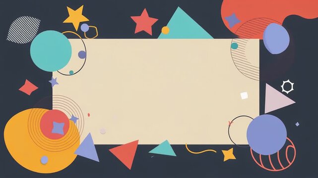 Abstract geometric shapes with colorful design on dark background