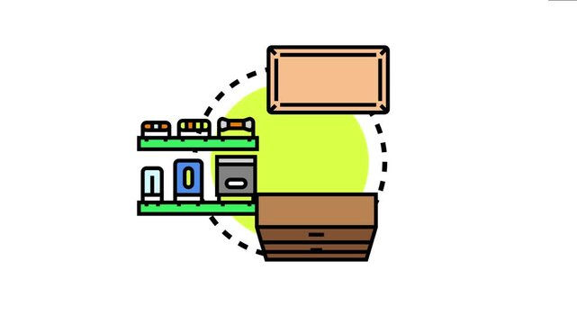 Layout design concept showing a process of arranging elements. Products. And furniture within a defined space. Focusing on organization. Accessibility. And visual appeal for optimal efficiency
