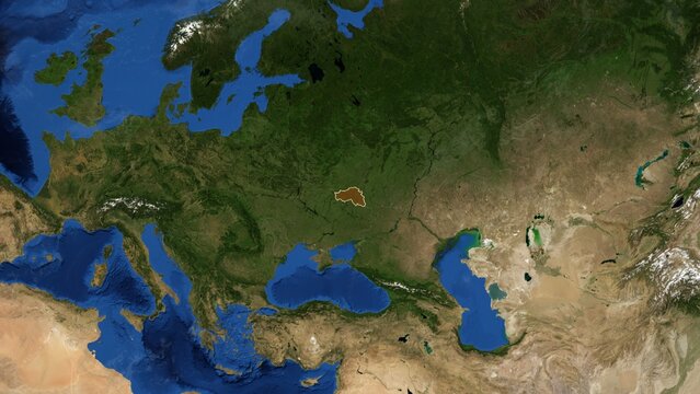 Cinematic 3D Earth Globe Orbital Zoom into Belgorod Region, Russia Borders - High Resolution 4K Poster