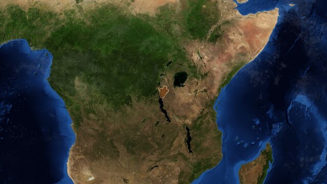 Cinematic 3D Earth Globe Orbital Zoom into Burundi Borders - High Resolution 4K Poster