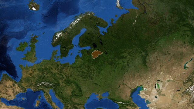 Cinematic 3D Earth Globe Orbital Zoom into Novgorod Region, Russia Borders - High Resolution 4K Poster