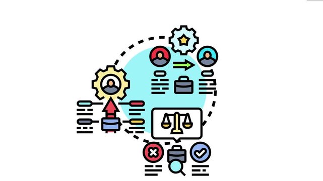 Leadership decision making process showing concept of business development, strategic planning, analysis, problem solving, and management solution in an abstract